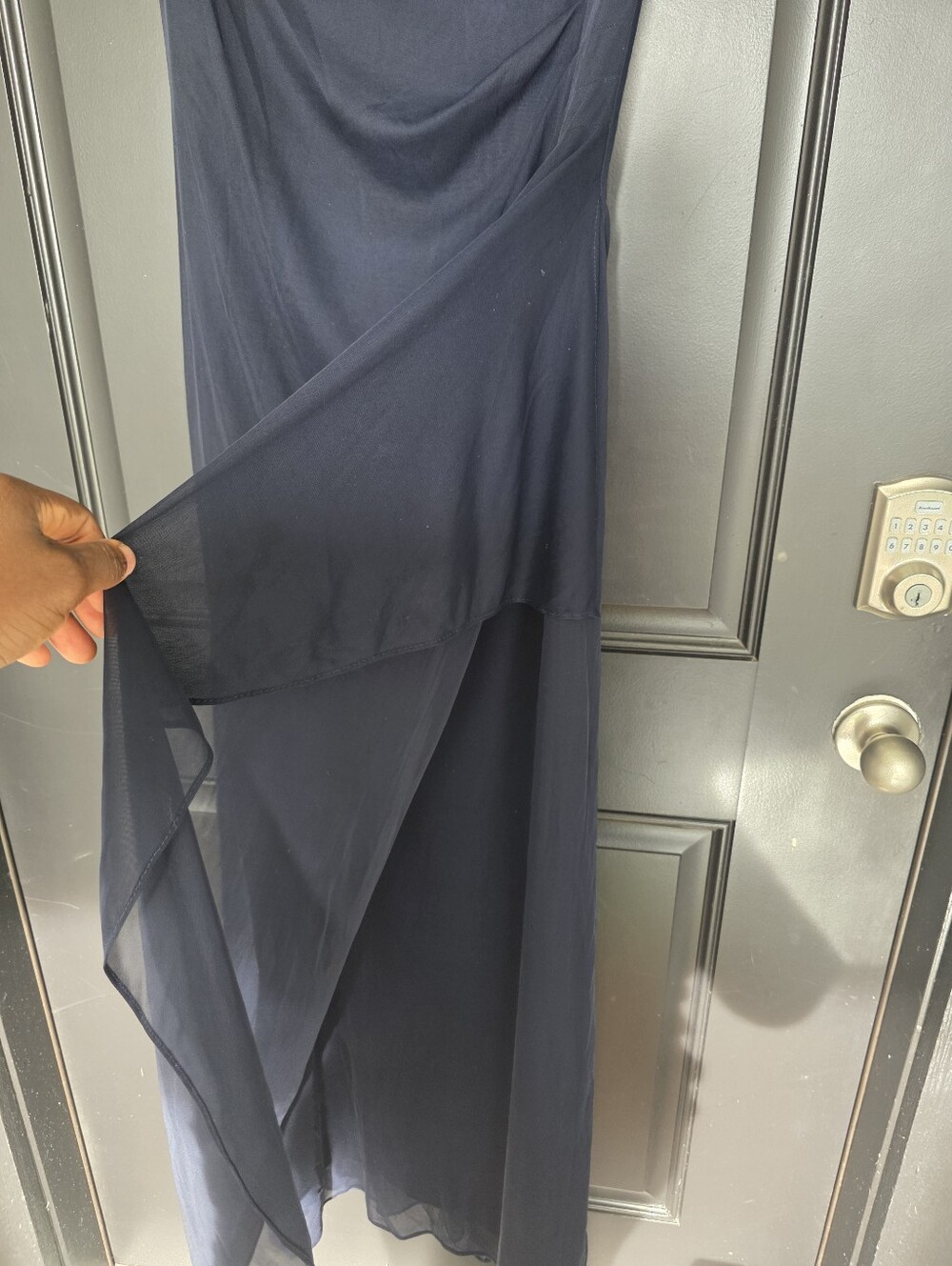 Xscape Navy Beaded Evening Gown Dress Women’s Size 8 Formal Mother of Bride NWT - Picture 7 of 11